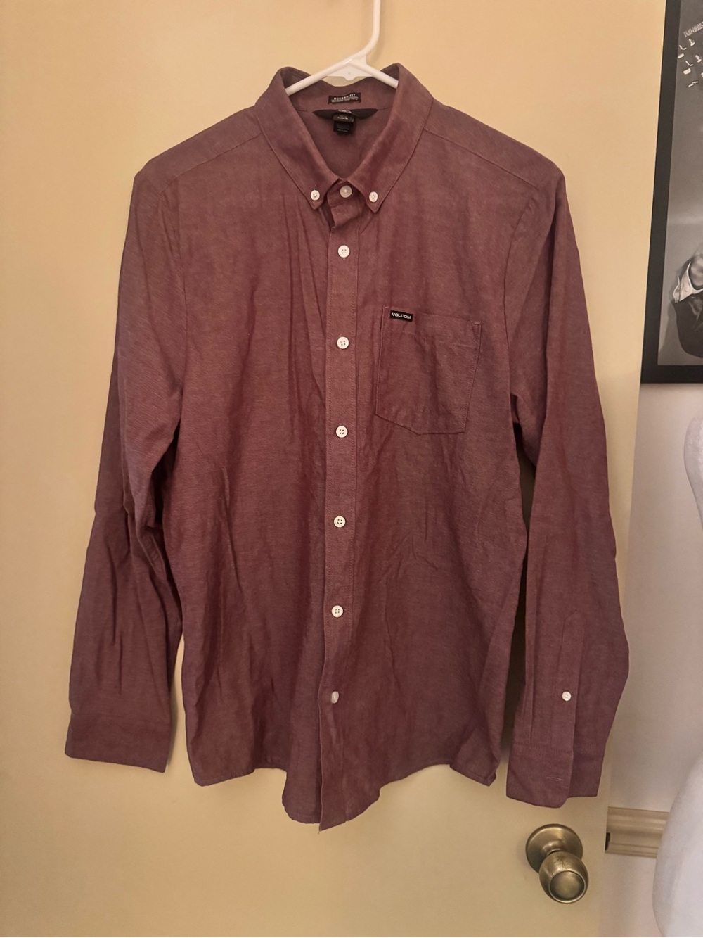 Volcom Men’s Button-Down Shirt in Maroon